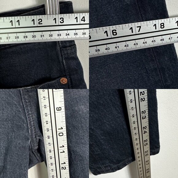 Levis Black Wedgie Straight High Rise Button Fly Jeans Size 25 Waterless Denim - Picture 12 of 14